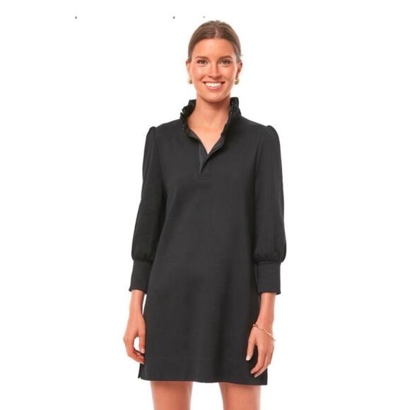 Pomander Place Dresses & Skirts - Pomander Place Tuckernuck Charlotte Terry Dress Black Ruffle Collar 3/4 Sleeves